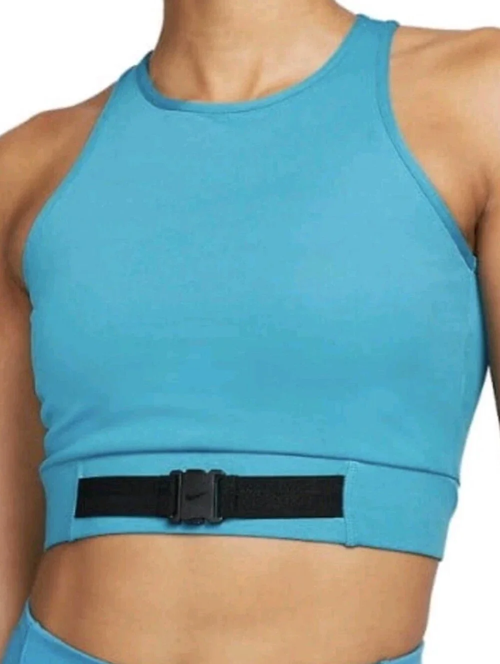 Nike Dri-FIT Buckle Cropped Training Tank Top Women Blue Size Small Athletic